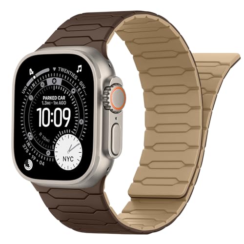 Bracelet Silicone pour Apple Watch Ultra Finition Magnétique Bicolore