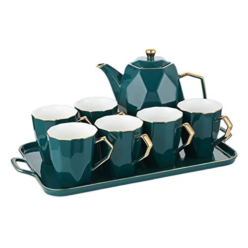 SGSG Juego de té y café de cerámica con diseño de Diamante Verde de Phnom Penh nórdico, Juego de café de Porcelana para…