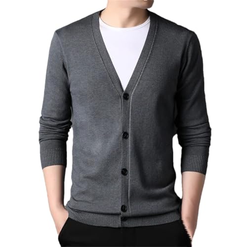 Disimlarl Men Knitted Cardigan Sweaters Solid V Neck Slim Sweatercoat Casual Button Cardigan Sweaters