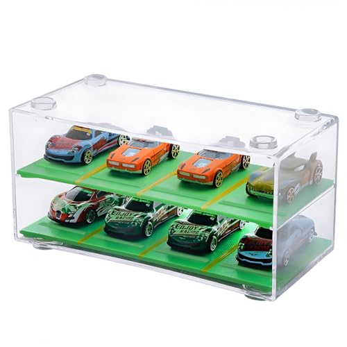 Image of HASTHIP Car Models Display Case, 2-Tier, 8-Compartment Design, Underground Garage-Inspired, Stackable Dustproof 1: 64 Racing Car Model Toy Display Holder, Collectible Racing Car Toy Holder Organizer