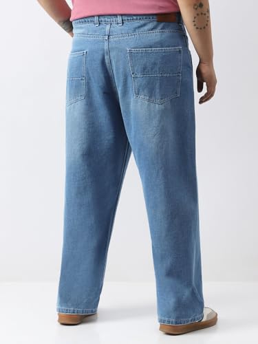 Image of Urbano Plus Men's Loose Baggy Fit Washed Jeans Non-Stretchable