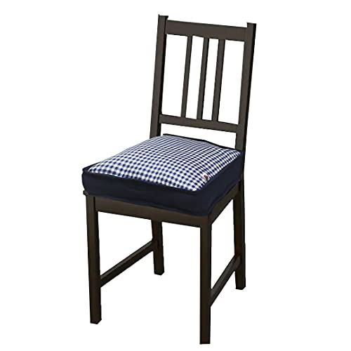 Image of COOZLY 18 Inches X 18 Inches Chairpad /Seat Cushion with Elastic Straps - Cotton Printed Design Tuf Fibre Filling | Seat Cushion (Gingham)