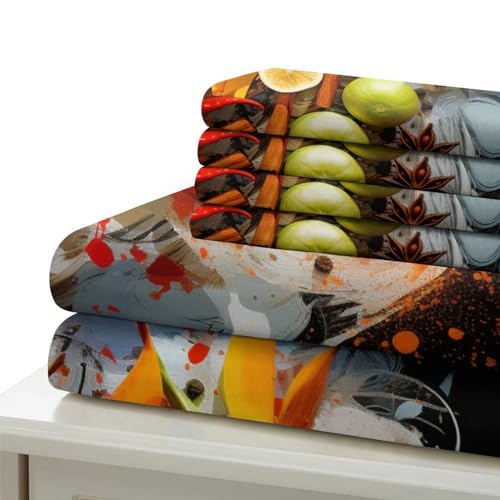 Ropa de cama 3D de ingredientes alimentarios con funda nórdica microfibra y fundas almohada 7