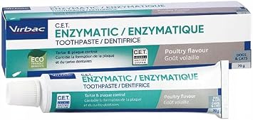 Virbac C.E.T. Enzymatic Toothpaste for Animals, Double Pack, 2 x 70 g, Toothpaste with Poultry Aroma for Dogs and Cats, For Use with an Animal-friendly Toothbrush