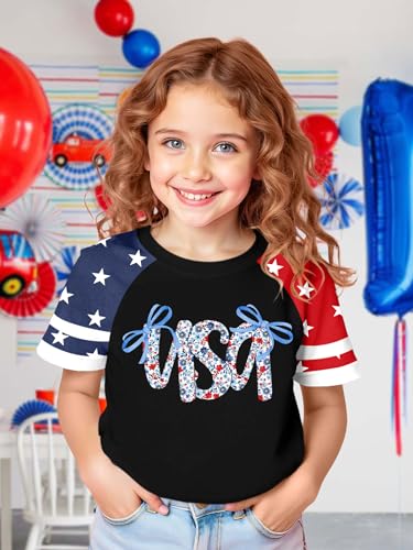 Image of Ithalt Boys Girls USA Shirts Kids 4th of July Shirts American Flag Tshirt Patriotic Top Independence Day Outfit 5-13y