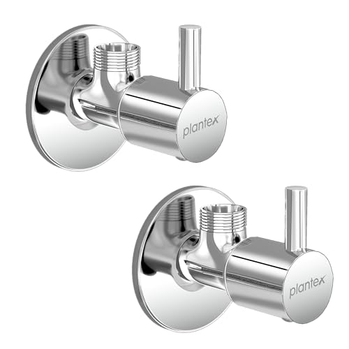 Plantex Angle Valve with Brass Spindle and Flanges/Angle Cock for Bathroom and Kitchen - Pack of 2, (Chrome)