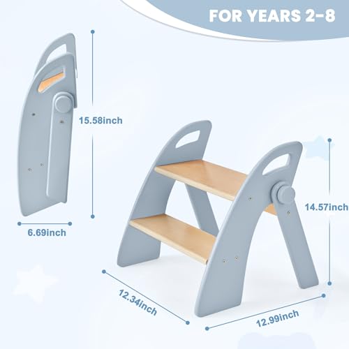 image for Reeple Wooden Step Stool, Two Step Stools, 300 lb. Load Capacity, with