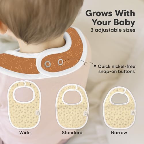 Image of 8-Pack Organic Baby Bibs for Boys, Girls - Soft Cotton Drooling and Teething Bibs for Baby Girl & Boy, Extra Absorbent, Easy to Clean & Put On for Toddler, Newborn, Infant 0-24 Months (Fall Spores)