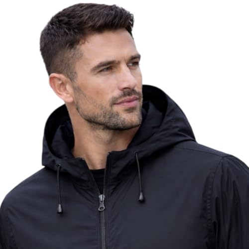 Image of Raincoat for Men Waterproof | Men Rain Jacket Hooded Windproof Lightweight | Full-Length Breathable All-Season Rain Wear | Bike Riding, Motorcycle, |M14