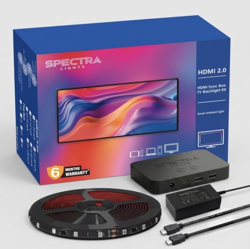 Image of HDMI Sync Box 2.0 - TV LED Backlight for 24 inch TVs with Screen Sync with Smart Life App. Google, Alexa Support and 4K, HDR Output. Enhance Your TV, Gaming, Entertainment Experience.