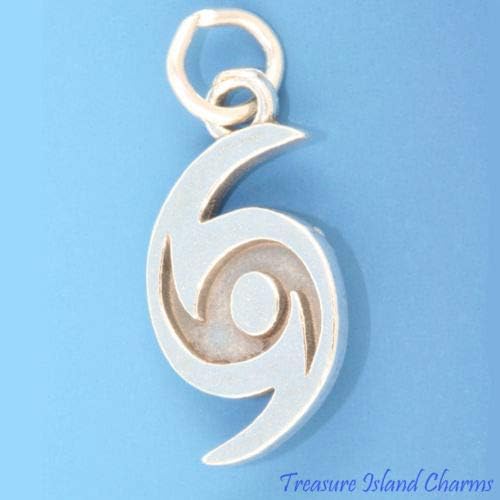 Hurricane Symbol Weather Storm 925 Solid Sterling Silver Charm Hurricanes Crafting Key Chain Bracelet Necklace Jewelry Accessories Pendants