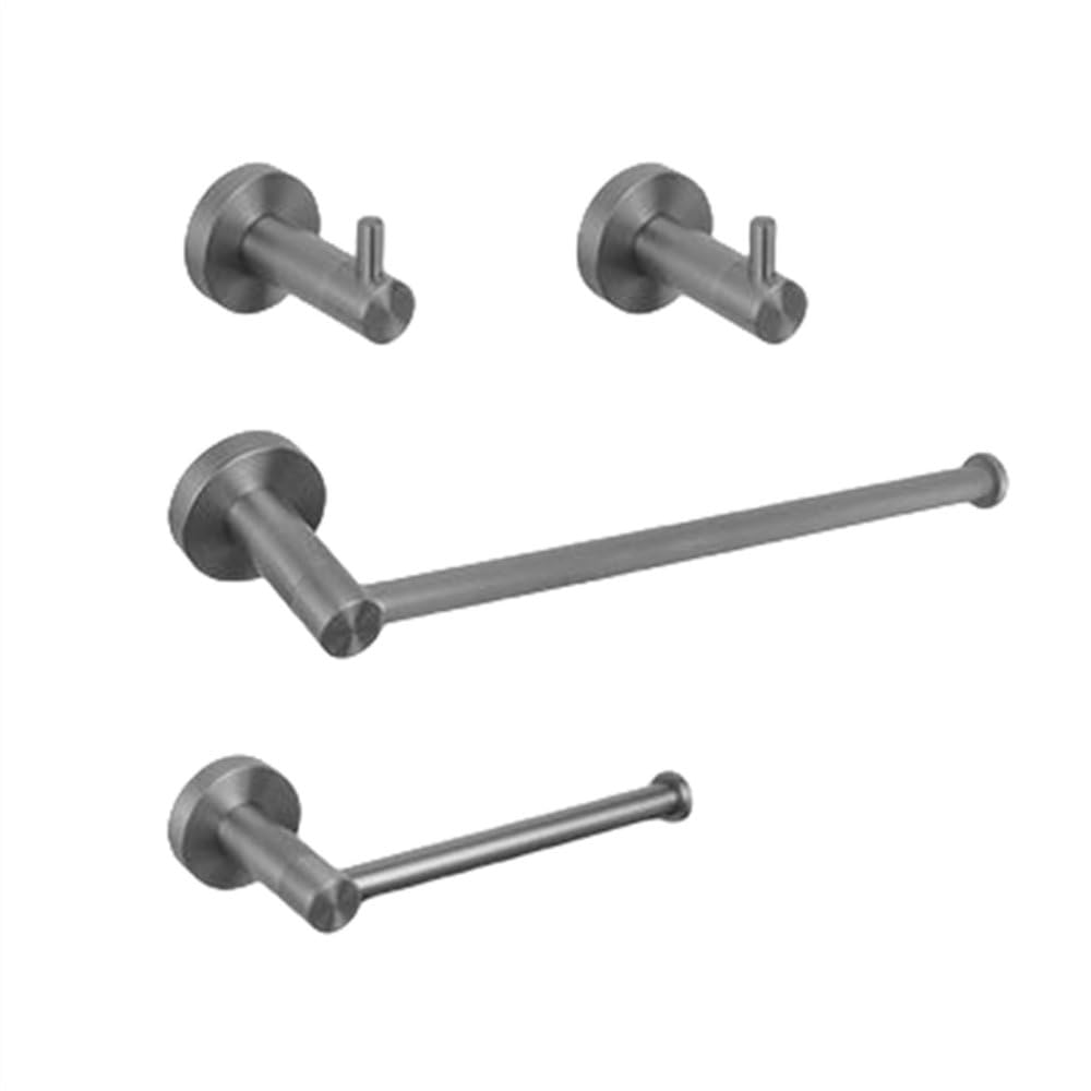 Toallero de Acero Inoxidable Gris Mate para baño, Soporte para Papel higiénico, Taza Individual, Cepillo para Inodoro, Juego de toallero con Gancho para Bata, Juego de 4 Piezas B