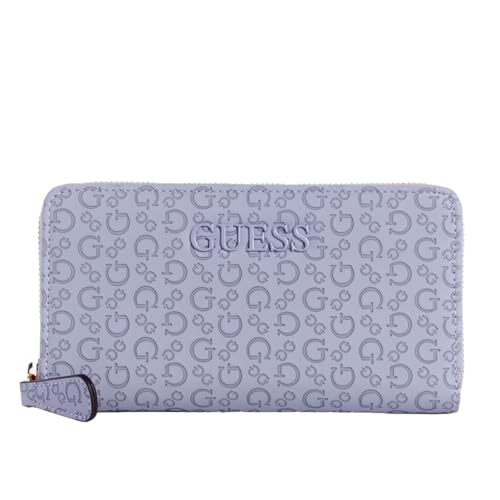 Image of Guess Blue Embossed Bowie Medium Zip Around Wallet