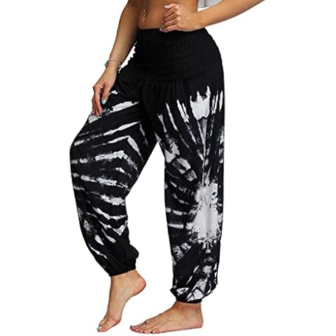 Modasua Damen Yogahose Lang Pumphose Lose Haremshose Jogginghose Trainingshose Sporthose Hippie Hose Pluderhose Cover