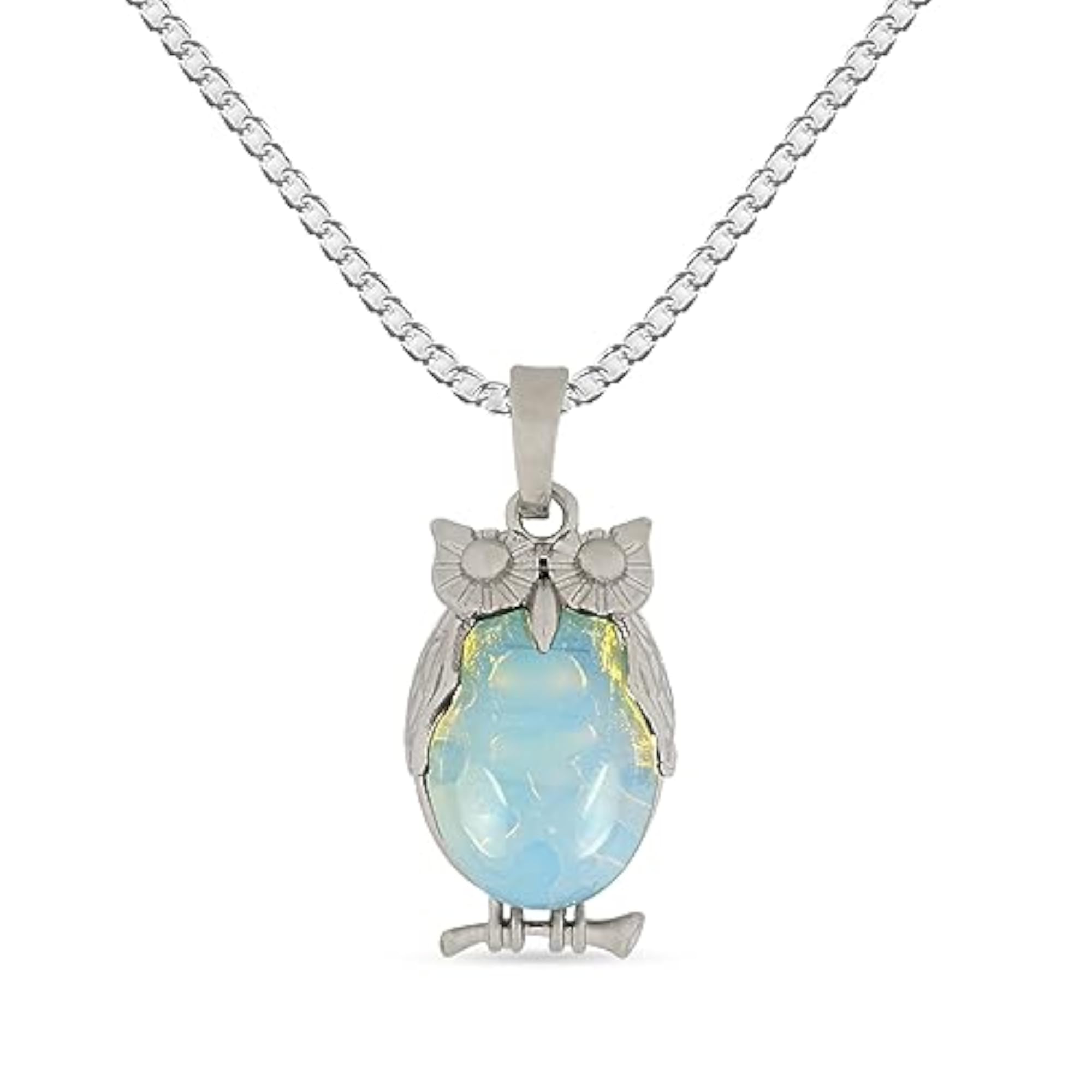 Owl Shape Opalite Pendant, Healing Crystal Gift