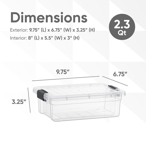 Image of Superio 2.3 Quart Clear Plastic Storage Containers with Lids, Stackable Organizer Bins, BPA-Free Storage Boxes for Home, Office, Dorm & Classroom, 3 Pack