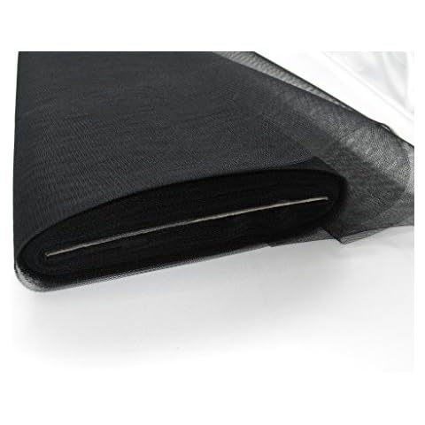 PRESTIGE Stiff Nylon Dress Net fabric plain netting/tutu fabric wedding gowns, veiling tulle, pantomime costumes, fairy dress, skirts - PER METRE (Black) Cover
