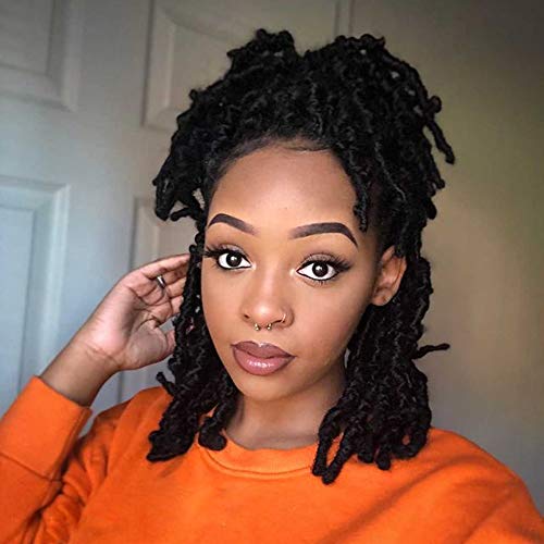 14 Inch Butterfly Locs Crochet Hair Pre-looped Crochet Butterfly Locs 14 In Short 6 Packs Distressed Butterfly Locs Crochet Hair(14 Inch, 1B)