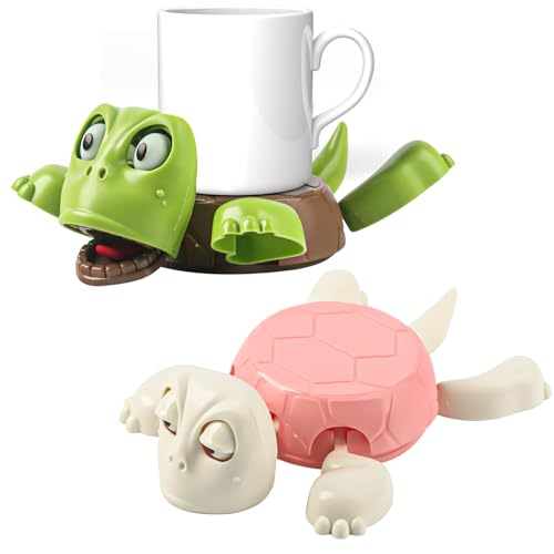 2 Stück Turtle Coaster 3D-Gedruckter Schildkröten-Untersetzer lustigem Gesicht Schildkröte Coasters Neuartige Getränkeuntersetzer für 2025 Schwerkraftsensor-Design für Freunde und Kinder Geschenke