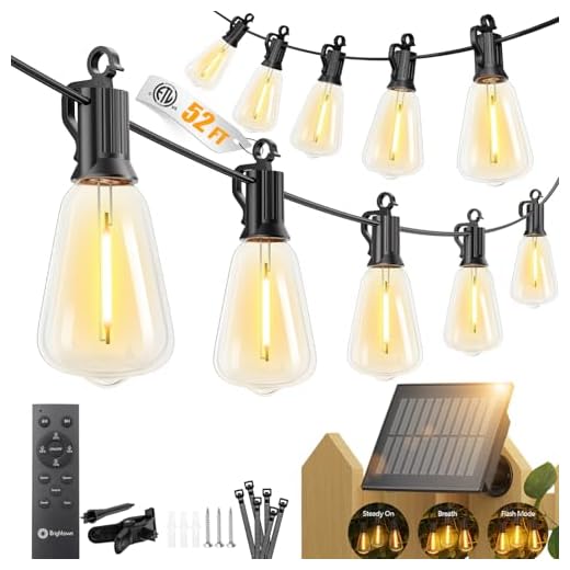Solar String Patio Lights - 52ft, 15 LED bulbs, 1 Solar Panel