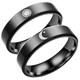 GALPADA Anillos de Compromiso para Parejas de Diseño Negro Anillos Resistentes y Cómodos para Él y Ella Regalo Original para Novios