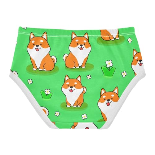 Durable Girls Underwear Toddler 2t Cotton Little Girl Panties Cute Cartoon Shiba Dogs Green Kids Undies Briefs2