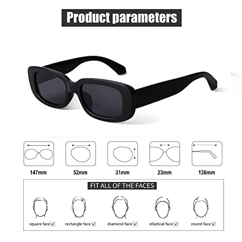 SORVINO Rectangle Sunglasses for Women Men Trendy Retro 90s Sunglasses Fashion Vintage Black Square Frame Eyewear Y2K4