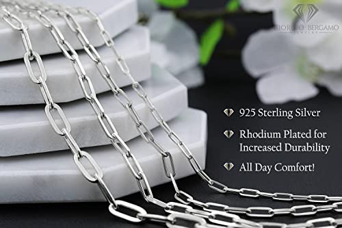 925 Sterling Silver Paper Clip 5.5Mm Rhodium Plated High Polish Solid Cable Link Necklace, Bracelet, Or Anklet Chain, Giorgio Bergamo (18) #TOP2
