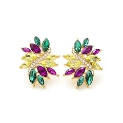 Purple Green Yellow Gold-Tone