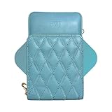 Bolsa de Ombro Feminina Pequena com Couro para Celular (AZUL)