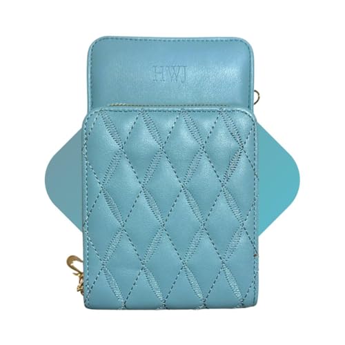 Bolsa de Ombro Feminina Pequena com Couro para Celular (AZUL)