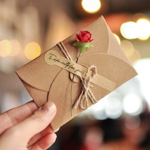 CZAKOMIXZ 30 Stuks Zonnebloem Vintage Kraftpapier Bruiloft Enveloppen,Diy Wenskaart,Dankeskarten,Cadeaukaarten Met Touw Voor,Kerstkaart,Verjaardagen,Bruiloften,Vrienden,Familie,Geluksgeschenken Unisex