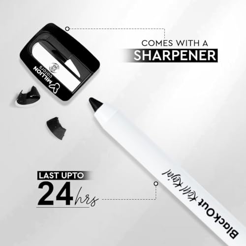 Image of Million Colors Waterproof Blackout Kohl Kajal | Infused with Chamomile and Almond Oil | Smudge Proof & Long-Lasting | One Swipe Application - Rich Color Payoff | Stays Upto 24HR