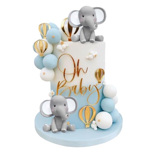 Decoración de pastel de elefante en pack de 21 piezas para regalar en repostería de bautizos