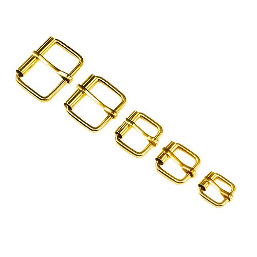 Swpeet 50Pcs Gold Assorted Multi-Purpose Metal Roller Buckles For Belts Hardware Bags Ring Hand Diy Accessories - 1/2 Inch, 5/8 Inch, 3/4 Inch, 1 Inch, 1-1/4 Inch #TOP2