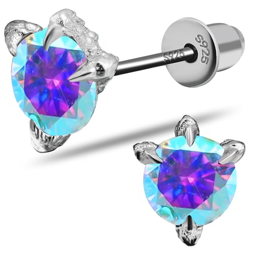 Moissanite Stud Earrings,Dragon Claws Earrings, D Color Round Cut VVS1 Diamond 925 Sterling Silver Plated Earrings,luxury gift