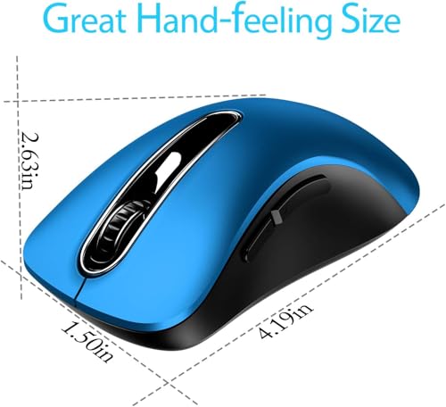 Image of memzuoix 2.4G Portable Wireless Mouse, 1400 DPI Mobile Optical Cordless Mice with USB Receiver for Computer, Laptop, PC, Desktop, MacBook, 5 Buttons, Blue