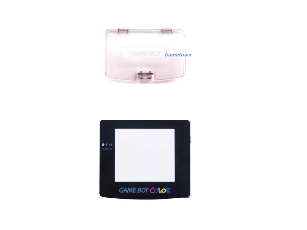 Replacement Class Screen Lens Cover & Battery Cover Door Lid Case for Gameboy Color GBC System Clear Purple