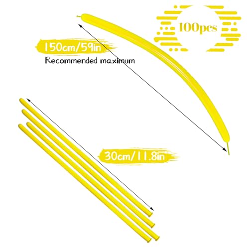 Image of LXZFCRG 260 Balloons Yellow Long Balloons for Balloon Animals, Thickening Long Skinny Latex Twisting Balloon for Balloon Garland Halloween Party Suppies Birthday Wedding (Yellow)