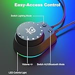 SOULION C30 Computer Speakers, USB Powered & 3.5 mm AUX Bluetooth Speakers for Desktop Monitor, LED Flame Lights & Easy-Control Pod, Gaming Speakers for Laptop Tablet Phone - Black - Image 4