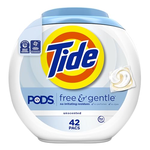 Tide PODS Free & Gentle Laundry Detergent Soap Pacs, 42 Count, Tide PODS Laundry Detergent...