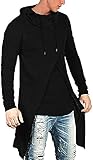 COOFANDY Men's Slim Fit Hoodie Lightweight Hoodie Casual Hip Hop Long Cape Hoodies for Men Hooded Sweatshirt