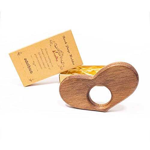 ADOTBLOB Book Page Holder Handmade Walnut Heart Reading Accessories Gifts for Book Lovers Small