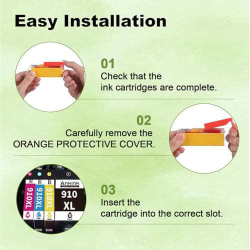 910XL Ink Cartridges 4-Pack (Black CMY) Replacement for HP 910 XL HP910 for OfficeJet Pro 8015e 8025e 8028e 8010 8025 8020 8020e 8035 Printers with Chip Upgrade Device to Solve Compatibility Issues