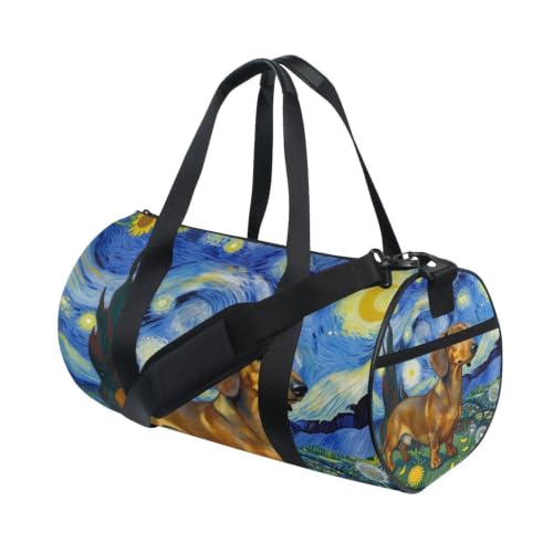 Bolsa de lona de perro salchicha Doxie con diseño artístico original 3