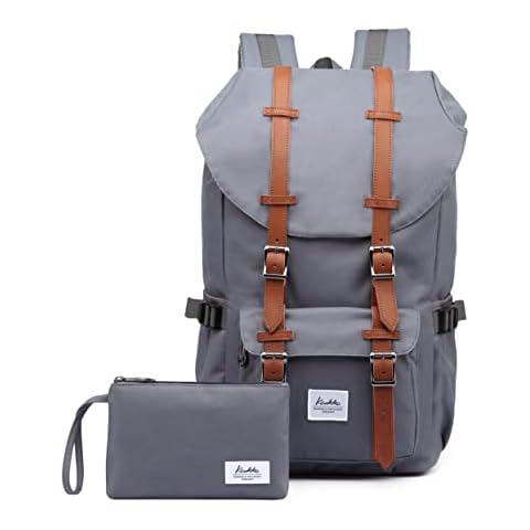 KAUKKO KAUKKO Rucksack Studenten Backpack 17 Zoll für 15 Notebook Lässiger Daypacks Schüler Bag Casual Daypack, 47 cm, Grey Cover