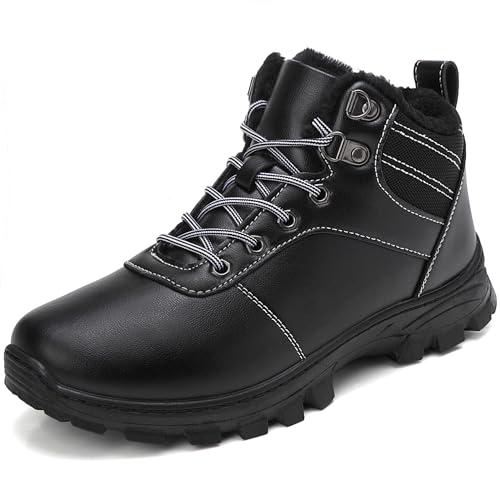 ricema Winterschuhe Herren Warme Gefütterte Winterstiefel Damen Wasserabweisend Wanderschuhe Warm Gefüttert Schneestiefel Winter OutdoorBoots Stiefel Rutschfest Leicht​ Unisex,Schwarz 43 EU