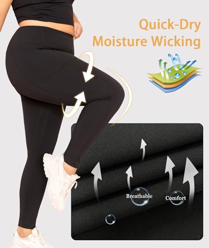 LALAGEN Plus Size Leggings for Women with Pockets-High Waisted 7/8 Leggings Tummy Control Workout Gym Yoga Pants3