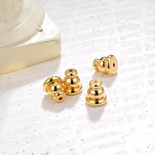 YOIHUR Locking Earring Backs for Studs,925 Silver 18K Gold Bullet Earring Backs Replacements for Studs, Secure Locking Backing for Sensitive Ears(Gold 6 Pairs)
