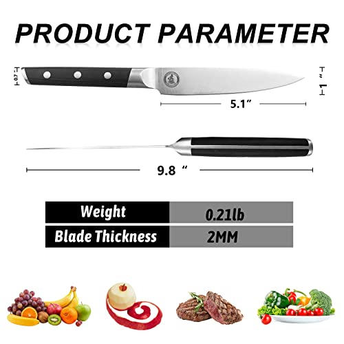 Kitory Utility Knife, 5 Inch Fine-Edge Kitchen Knife, Table Knives Sharp German High Carbon Stainless Steel, Full Tang Pakkawood Handle With Gift Box - Metadrop Series #TOP1